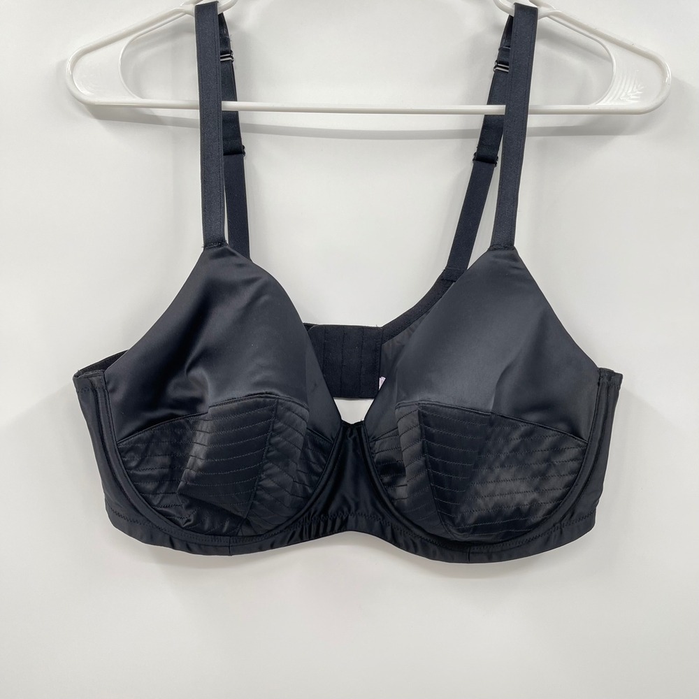 Savage X Fenty Black Satin Quilted Balconette Bra 38DD
